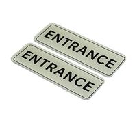 PATIKIL ENTRANCE Sign, 2 Pack Acrylic 9"x3" Self Adhesive Door Sticker Wall Mounting Sign for Office Business Home, Silver