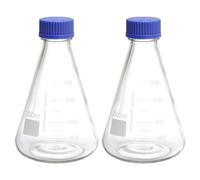 PATIKIL Erlenmeyer Flask, 2 Pcs 1000ml Narrow Mouth Graduated Flasks with Screw Cap Borosilicate Glass Flasks with Printed Graduation for Lab, Experiment, Chemistry, Science Study