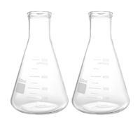 PATIKIL Erlenmeyer Flask, 2 Pcs 500ml Narrow Mouth Graduated Flasks Borosilicate Glass with Printed Graduation for Lab, Experiment, Chemistry, Science Study