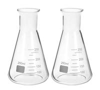 PATIKIL Erlenmeyer Flask, 2Pcs 250ml 8oz Narrow Mouth Graduated Flasks Borosilicate Glass with Printed Graduation for Lab Experiment Chemistry Science Study