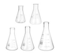 PATIKIL Erlenmeyer Flask, 5 Pcs Narrow Mouth Graduated Flasks 1000ml 500ml 250ml 150ml 50ml Borosilicate Glass with Printed Graduation for Lab Experiment Chemistry Science Study