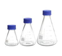 PATIKIL Erlenmeyer Flask Set, 3 Pcs 250ml 500ml 1000ml Narrow Mouth Graduated Flasks with Screw Cap Borosilicate Glass Flasks with Printed Graduation for Lab Experiment Chemistry Science