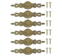 PATIKIL European Flower Handle Pull 2.52x0.55, 6 Pcs Drawer Handles with Screws for Cabinet Wooden Box Case Wardrobe Cupboard Dresser Furniture Hardware, Yellow Bronze