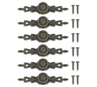 PATIKIL European Flower Handle Pull 2.52x0.55, 6 Pcs Drawer Handles with Screws for Cabinet Wooden Box Case Wardrobe Cupboard Dresser Furniture Hardware, Bronze Tone