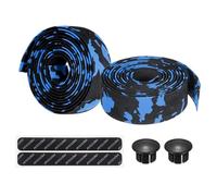 PATIKIL EVA Bike Handlebar Tape, 1 Pair Soft Bicycle Bar Tape One Size with End Plugs & Adhesive Backs for Road Cycling Folding, Blue/Black