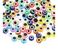 PATIKIL Evil Eye Beads, 65 Pcs 6mm Flat Round Evil Eye Charm for DIY Bracelet Earring Necklace Jewelry Craft Making, Multicolor
