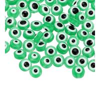 PATIKIL Evil Eye Beads, 65 Pcs 6mm Flat Round Evil Eye Charm for DIY Bracelet Earring Necklace Jewelry Craft Making, Green