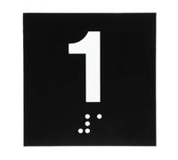 PATIKIL Exam Room Number Sign, 6" x 6" Number 1 Sign with Braille and Tactile Self-Adhesive Identification for Test Center Office Assistance, White on Black