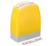 PATIKIL Excellent Notice Stamp Self Inking, Red Ink Office Stamps Pre Inked Message Stamp Refillable Business Stamp, Yellow