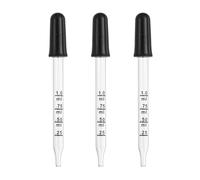 PATIKIL Eye Dropper, 3Pcs 1ml Glass Straight Tip Pipette Measured Dropper with Rubber Cap for Essential Oils Bottles, Lab Experiments, Clear and Black