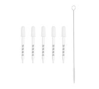 PATIKIL Eye Dropper, 5Pcs 1ml Glass Graduated Straight Tip Pipette Measured Dropper with Rubber Cap and Brush for Essential Oils, Lab Experiments, Clear and White