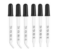 PATIKIL Eye Dropper, 6Pcs 1ml Glass Graduated Bent and Straight Tip Pipette Measured Dropper with Rubber Cap for Essential Oils, Lab Experiments, Clear and Black