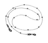 PATIKIL Eye Glasses Holders Around Neck, Black Metal Bead Eyeglasses Strap Fashion Stylish Beaded Lanyard Glasses Chain for Women Sunglasses Old Lady Glass, 1 Pcs