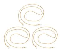 PATIKIL Eye Glasses Holders Around Neck, Gold Hollow Chain Eyeglasses Strap Fashion Stylish Beaded Lanyard Glasses Chain for Women Sunglasses Old Lady Glass, 3 Pcs