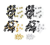 PATIKIL Eyeglass Chain Connector Retainer, 100 Pack Adjustable Anti Slip Silicone Rubber Strap Holder Chain End Loop 3 Styles Assorted Kit for Sunglasses