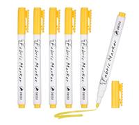 PATIKIL Fabric Marker Pen, 6Pcs Permanent Markers on Plastic Wood Stone Metal and Glass Washable DIY Crafts Art Supplies for Clothes Drawing Cover Writing Marking, Yellow