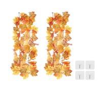 PATIKIL Fall Garland 5.7Ft/Piece, 2 Pack Artificial Autumn Foliage Garland Maple Leaf Hanging Vines Leaf Decoration for Home Wedding Fireplace Party,Red/Bright Yellow