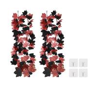 PATIKIL Fall Garland 5.7Ft/Piece, 2 Pack Artificial Autumn Foliage Garland Maple Leaves Hanging Vines Leaf Decoration for Home Wedding Fireplace Party,Black/Brown