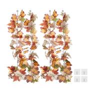 PATIKIL Fall Garland 5.7Ft/Piece, 2 Pack Artificial Autumn Foliage Garland Maple Leaves Hanging Vines Leaf Decoration for Home Wedding Fireplace Party,Red/Yellow/White