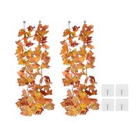 PATIKIL Fall Garland 5.7Ft/Piece, 2 Pack Artificial Autumn Foliage Garland Maple Leaves Hanging Vines Leaf Decoration for Home Wedding Party,Deep Red/Yellow/Brown