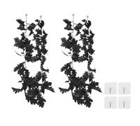 PATIKIL Fall Garland 5.7Ft/Piece, 2 Pack Artificial Autumn Foliage Garland Maple Leaves Hanging Vines Leaf Decoration for Home Wedding Fireplace Party,Black