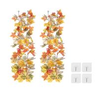 PATIKIL Fall Garland 5.7Ft/Piece, 2 Pack Artificial Autumn Foliage Garland Maple Leaves Hanging Vines Leaf Decoration for Home Wedding Fireplace Party,Red/Green/Yellow/White