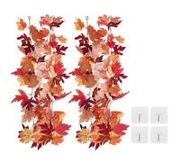 PATIKIL Fall Garland 5.7Ft/Piece, 2 Pack Artificial Autumn Foliage Garland Maple Leaves Hanging Vines Leaf Decoration for Home Wedding Fireplace Party,Red/Black