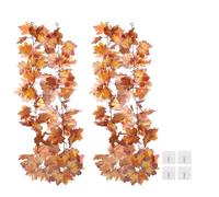PATIKIL Fall Garland 5.7Ft/Piece, 2 Pack Artificial Autumn Foliage Garland Maple Leaves Hanging Vines Leaf Decor for Home Wedding Fireplace Party,Red/Yellow/Orange