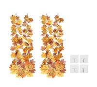 PATIKIL Fall Garlands 5.7Ft/Piece, 2 Pack Artificial Autumn Foliage Garland Maple Leaves Hanging Vines Leaf Decoration for Wedding Fireplace Party,Deep Red/Yellow/Deep Green