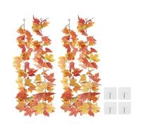 PATIKIL Fall Garlands 5.7Ft/Piece, 2 Pack Artificial Autumn Foliage Garlands Maple Leaves Hanging Vines Leaf Decoration for Home Wedding Fireplace Party,Red/Green/Light Bronze
