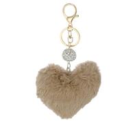 PATIKIL Faux Fur Pom Pom Keychain, Artificial Cute Puff Ball Keychain Heart Fluffy Charm Plush Pendant Chains for Purse Backpack Car Key Bag Tote Handbag, Light Brown