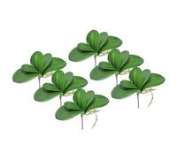 PATIKIL Faux Orchid Leaves 4.3 Inch, 6 Pack Small Artificial Phalaenopsis Foliage Real Latex Touch Green Plant 5 Leaves with Stems for Home Flowers Pot Decor, Green