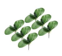 PATIKIL Faux Orchid Leaves 5.5 Inch, 6 Pack Small Artificial Phalaenopsis Foliage Real Latex Touch Green Plant 5 Leaves with Stems for Home Flowers Pot Decor, Green