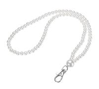 PATIKIL Faux Pearl Beaded Lanyard, 1 Pcs ID Badge Lanyard Cell Phone Chain Name Tag Keys Holder Stylish Keychain for Phone Case Women Keys Card Phone, Pearl White