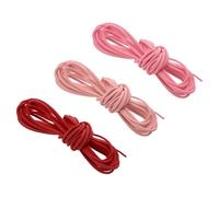 PATIKIL Faux Suede Leather Cord, 3 Rolls 3mm x 5 Yards Flat Synthetic Leather Strips for Necklace Bracelet Jewelry Beading DIY Crafts, Red/Pink/Dark Pink