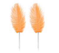 PATIKIL Feather Ballpoint Pen, 2 Pcs 0.5mm Fluffy Vintage Ink Quill Pen Refined Plated Rod Quill Pen for Calligraphy Writing Signature Guest Wedding Gift, Orange