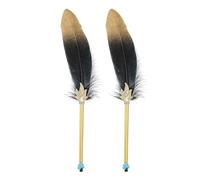 PATIKIL Feather Ballpoint Pen, 2 Pcs 0.5mm Fluffy Vintage Ink Quill Pen Refined Plated Rod Quill Pen for Office Supplies Calligraphy Writing Signature Guest Wedding Gift, Black