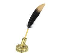 PATIKIL Feather Ballpoint Pens Bulk, Metal Holder Black Ink Vintage Quill Writing Pens with 5Pcs Refill for Office Wedding Signature, Black