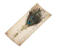 PATIKIL Feather Pen, 9.3 Inch Vintage Quill Pen Feather Dip Pen with 5 Pcs Replacement Nibs for Writing Calligraphy Wedding Signature Guest, Multicolored