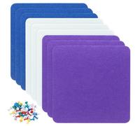 PATIKIL Felt Board Tiles, 9 Pack Self Adhesive Square Wall Bulletin Pin Board with Push Pins for Photos Memos Home Office Classroom Decor, White, Light Purple, Purple