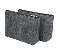 PATIKIL Felt Pencil Bag Pen Case 2 Pack Stationery Storage Zipper Pouch for Office Organizer, Gray