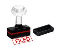 PATIKIL Filed Stamp Self Inking, Red Ink Office Stamps Pre Inked Message Stamp Refillable Business Stamp, Black
