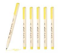 PATIKIL Fineliner Colored Pens, 6 Pcs Yellow Felt Brush Tip Fineliner Marker Waterproof Ink Watercolor Coloring Book Art Supplies Set for Artist Journaling Scrapbooking