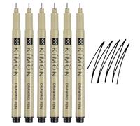 PATIKIL Fineliner Pens, 0.2mm Fine Points Drawing Pen Waterproof Inking Markers Liner Artist Watercolor Supplies Drawing Kit for Adult Sketching Journaling, Pack of 6