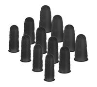 PATIKIL Finger Covers Cots, Black Silicone Finger Tips Protectors Gloves Anti-Slip Fingertip Caps Reusable for Sewing Gardening Dry Skin Cracking, S/M/L, 12 Pcs