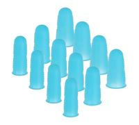 PATIKIL Finger Covers Cots, Blue Silicone Finger Tips Protectors Gloves Anti-Slip Fingertip Caps Reusable for Sewing Gardening Dry Skin Cracking, S/M/L, 12 Pcs