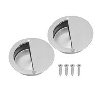 PATIKIL Finger Flush Pulls 90 mm, 2 Pcs 304 Stainless Steel Recessed Closet Door Handle Round Sliding Pocket Door Hardware with Screws for Wood Wall Silver