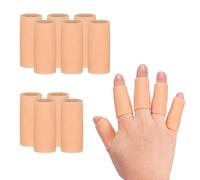 PATIKIL Finger Sleeve Protectors, 10pcs Silicone Finger Cots Cover Cap Thumb Guard Gel Finger Protection for Repair, Sports, 2"x0.8" Skin Color