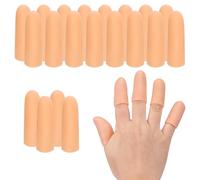 PATIKIL Finger Sleeve Protectors, 20pcs Silicone Finger Cots Cover Cap Thumb Guard Gel Finger Protection for Repair, Sports, 2"x0.6" Skin Color