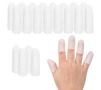 PATIKIL Finger Sleeve Protectors, 20pcs Silicone Finger Cots Cover Cap Thumb Guard Gel Finger Protection for Repair, Sports, 2"x0.6" White